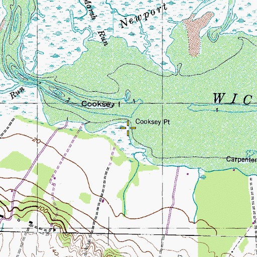 Topographic Map of Cooksey Point, MD