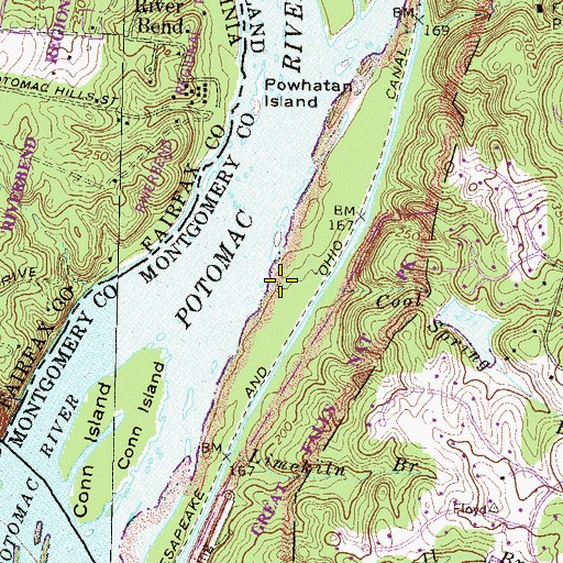 Topographic Map of Cool Spring Branch, MD
