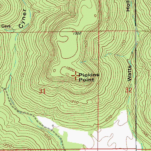 Topographic Map of Pipkins Point, AR