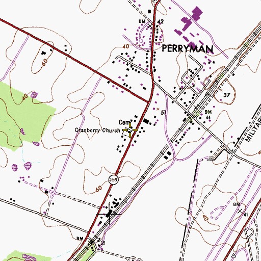 Topographic Map of Cranberry Church, MD