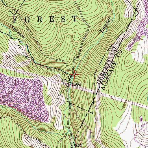 Topographic Map of Cucumber Hollow, MD