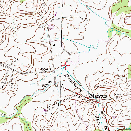 Topographic Map of Deadman Run, MD