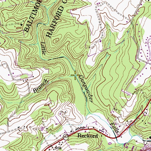 Topographic Map of Dick Branch, MD