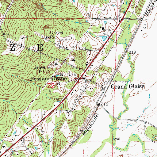 Topographic Map of Possum Grape, AR
