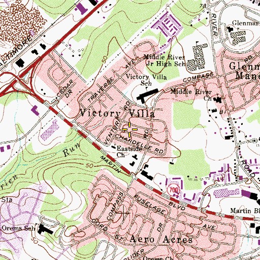 Topographic Map of Church of Christ of Eastside, MD