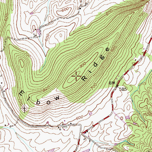 Topographic Map of Elbow Ridge, MD