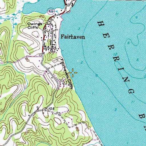 Topographic Map of Fairhaven Cliffs, MD