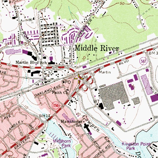 Topographic Map of Faith United Methodist Church, MD