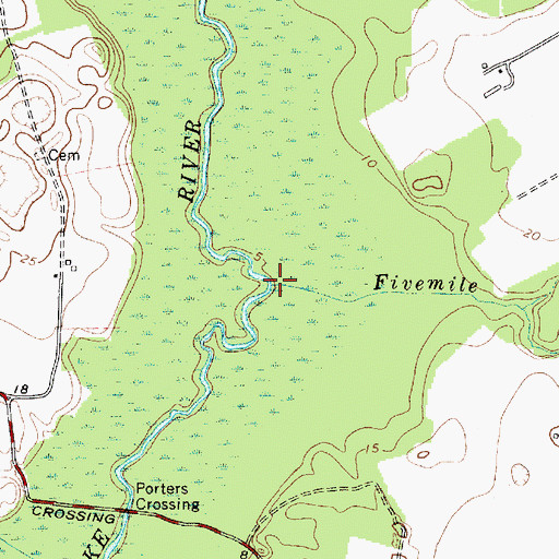 Topographic Map of Fivemile Branch, MD