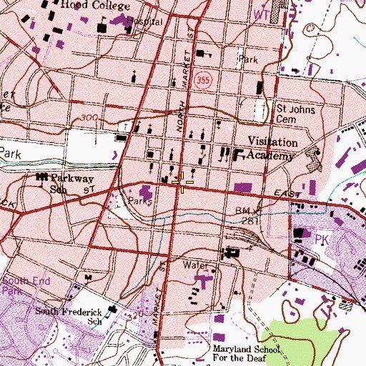 Topographic Map of Frederick, MD