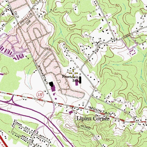 Topographic Map of Freetown Elementary School, MD