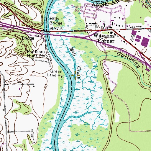 Topographic Map of Galloway Creek, MD