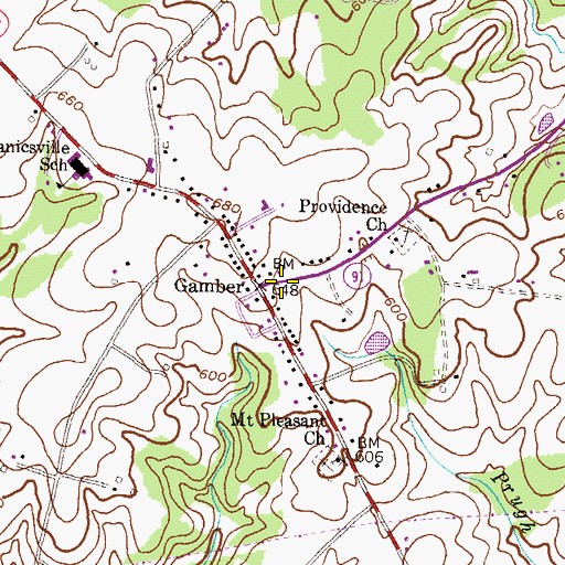 Topographic Map of Gamber, MD