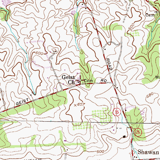 Topographic Map of Geist Church, MD