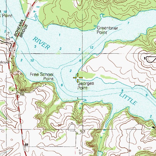 Topographic Map of Georges Point, MD