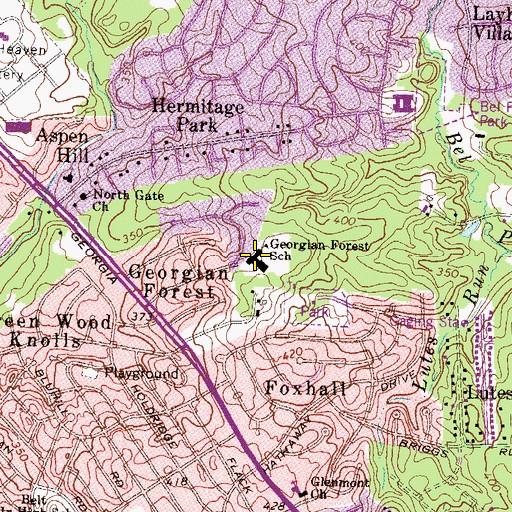 Topographic Map of Georgian Forest Elementary School, MD