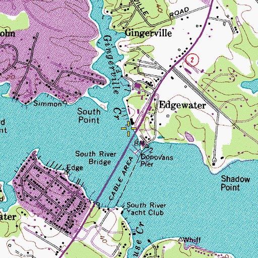 Topographic Map of Gingerville Creek, MD