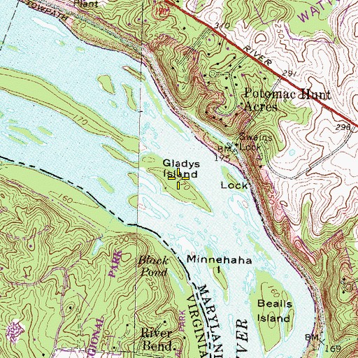 Topographic Map of Gladys Island, MD