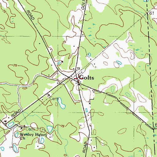 Topographic Map of Golts, MD