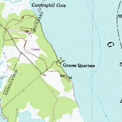 Topographic Map of Graces Quarters, MD