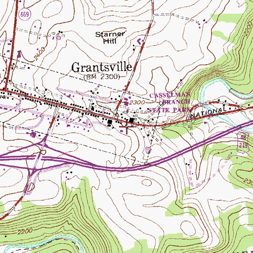 Topographic Map of Grantsville, MD