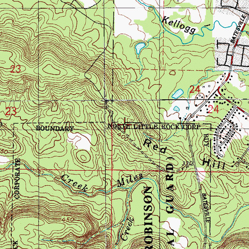 Topographic Map of Red Hill, AR