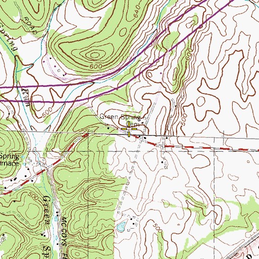 Topographic Map of Green Spring Cemetery, MD