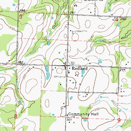Topographic Map of Redland, AR
