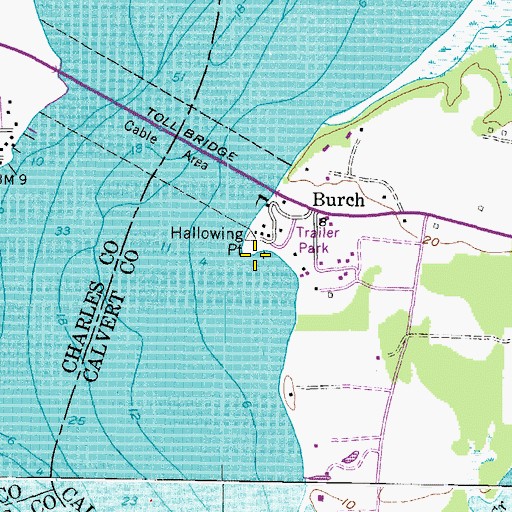 Topographic Map of Hallowing Point, MD