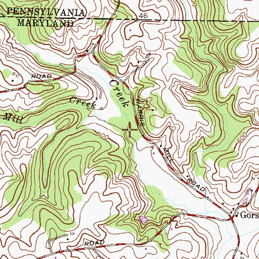 Topographic Map of Harris Mill Creek, MD
