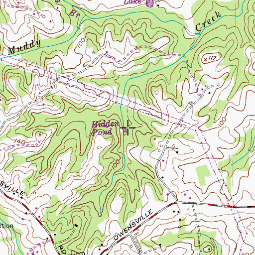 Topographic Map of Hidden Pond, MD