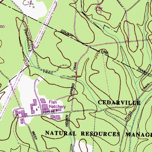 Topographic Map of Hidden Spring Trail, MD