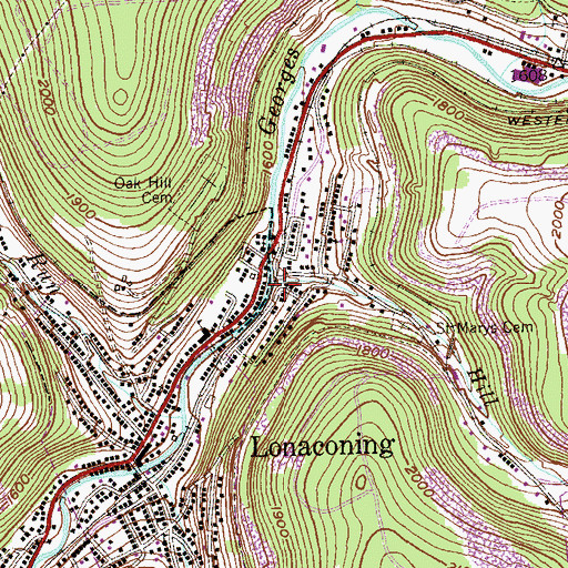 Topographic Map of Hill Run, MD