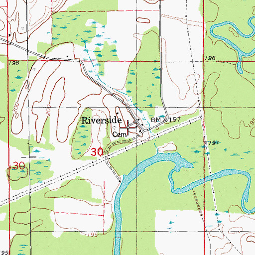 Topographic Map of Riverside, AR