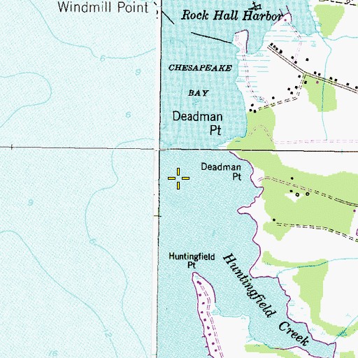 Topographic Map of Huntingfield Creek, MD