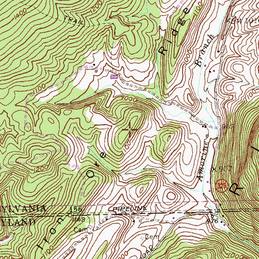 Topographic Map of Iron Ore Ridge, PA
