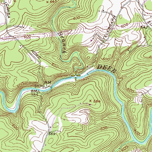 Topographic Map of Island Branch, MD