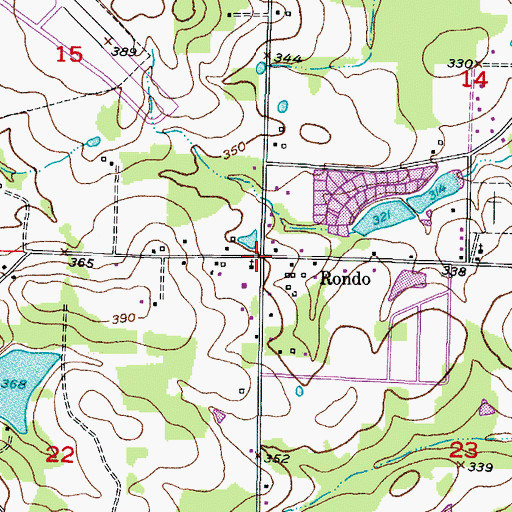 Topographic Map of Rondo, AR
