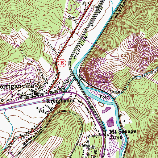Topographic Map of Jennings Run, MD