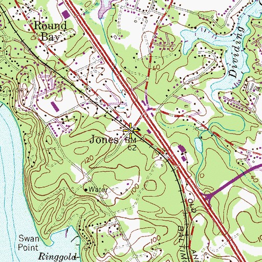 Topographic Map of Jones, MD