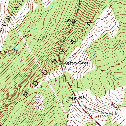Topographic Map of Kelso Gap, MD