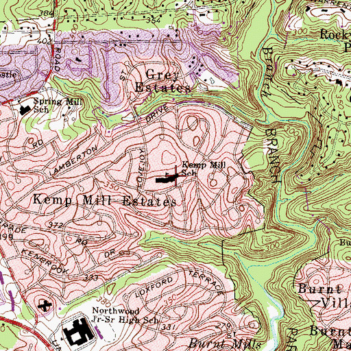Topographic Map of Kemp Mill Elementary School, MD