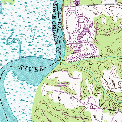 Topographic Map of Kings Branch, MD