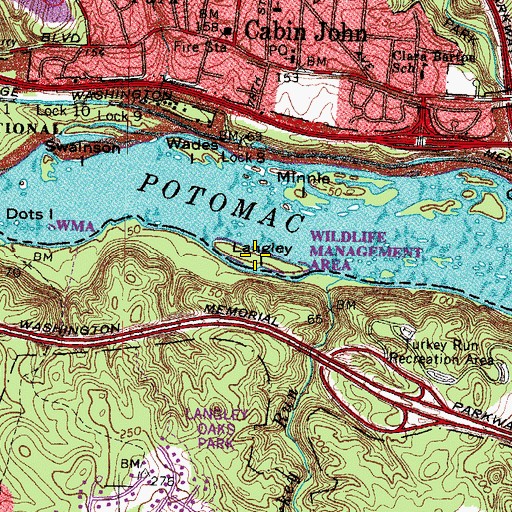 Topographic Map of Langley Island, MD