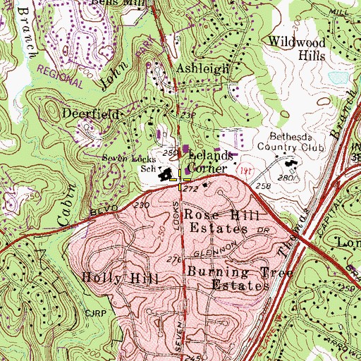 Topographic Map of Lelands Corner, MD