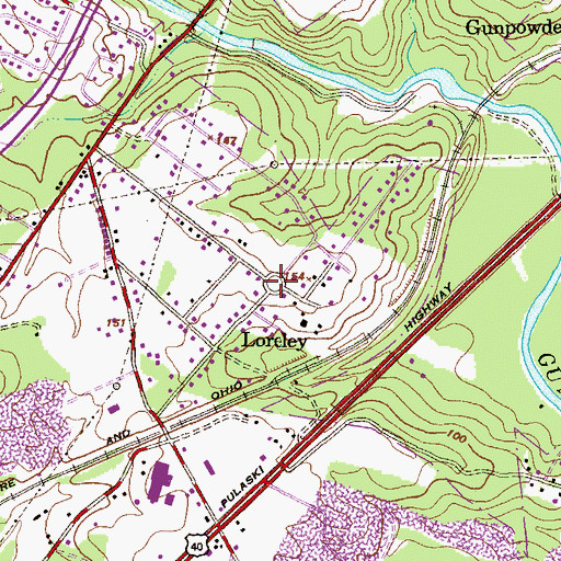 Topographic Map of Lereley, MD