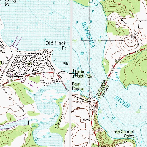 Topographic Map of Little Hack Point, MD