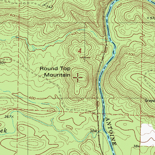 Topographic Map of Round Top Mountain, AR