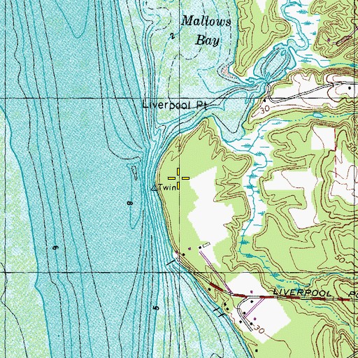 Topographic Map of Liverpool Point, MD