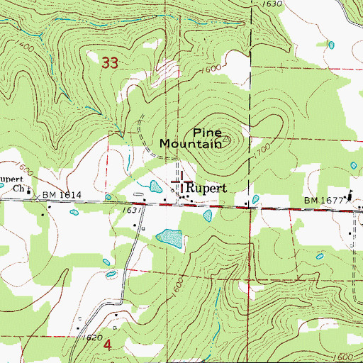 Topographic Map of Rupert, AR